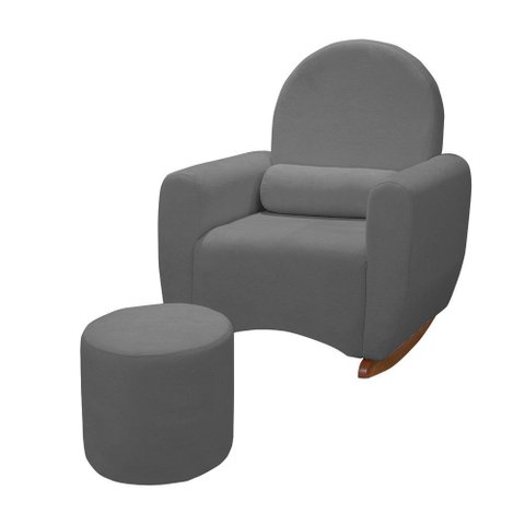 Poltrona Orgânica Amamentação Lara de Balanço Boucle com Puf:cinza