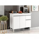 Ver imagem 2 de Balcão de Cozinha Tatiane 100cm 3 Portas 1 Gaveta com Tampo - Ajl Branco