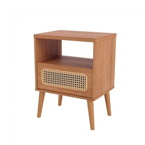 Mesa de Cabeceira 1 Gaveta Tela Natural Tw48 Freijó -dalla Costa