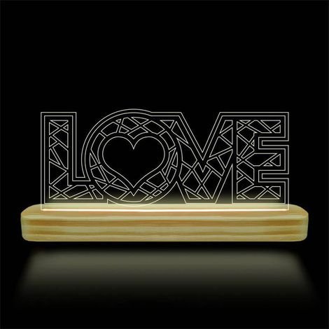 Luminária Led De Mesa Decorativa Love