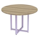 Ver imagem 1 de Mesa de Reunião Redonda P25 Pandin 110 Cm (largura) Tampo Mdp Noce Naturalle Pé Aço Tubular Lilá