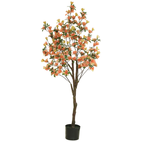 Planta Árvore Artificial Azaleia Pu C/pote X544 Laranja1,4m