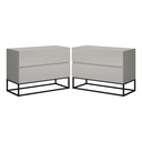 Ver imagem 1 de Conjunto Duas Mesas de Cabeceira Eros 60cm Pés Preto 2 Gavetas Fosco Quarto:off White