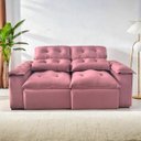 Ver imagem 1 de Sofá Retrátil e Reclinável 1,5m em Tecido Veludão Cinza C/pillow Nos Braços - Montagem Inclusa:rosa