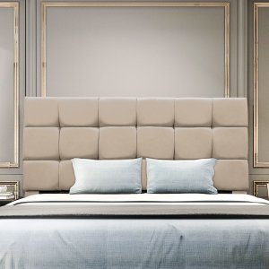 Cabeceira Cama Box Estofada King 195 Cm Ananda Suede:bege