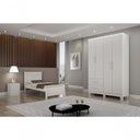 Ver imagem 3 de Guarda Roupa Solteiro Recife New 4 Portas de Bater 2 Gavetas MDF MDP Branco Leifer Móveis