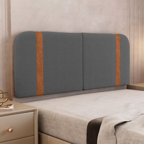 Cabeceira Painel Orgânico Cama Box Casal Padrão Flay 140cm Dobrável Bouclé Cinza Escuro - Desk Desig