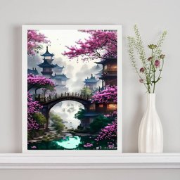 Quadro Decorativo Paisagem do Japão 24x18cm - com Vidro:madeira Branca - 2 Quadro Decorativo Paisagem do Japão 24x18cm - com Vidro:madeira Branca - 2