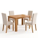 Ver imagem 2 de Conjunto Sala de Jantar Mesa Juliana 110cm Tampo MDP Canto Reto 4 Cadeiras Lily