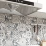 Papel de Parede Adesivo Cozinha Alta Temperatura Azulejo Moderno Cinza - 6