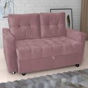 Ver imagem 1 de Sofá Cama Cecília 2 Lugares Retrátil Rosa Veludo Turkey Matrix