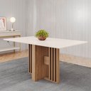 Ver imagem 1 de Mesa de Jantar 160cm 6 Lugares Canto Reto Leo Nature/Off White H02 - D'Rossi