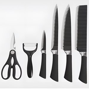 Conjunto de Facas e Utensílios 6 Peças Profissional para Cozinha e Churrasco