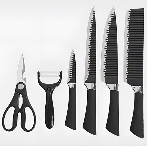 Conjunto de Facas e Utensílios 6 Peças Profissional para Cozinha e Churrasco