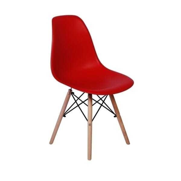 Conjunto Kit Mesa Jantar Eiffel 90cm Branca + 4 Cadeiras Charles Eames Vermelha - 2