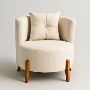 Poltrona Orgânica Curva Luna Veludo Bege - Montanaris Decor