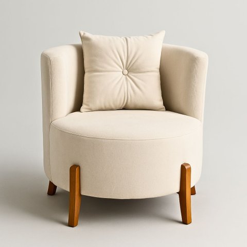 Poltrona Orgânica Curva Luna Veludo Bege - Montanaris Decor