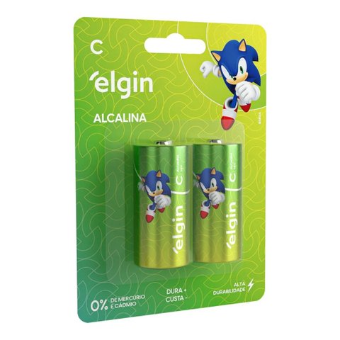 Pilha Alcalina Tipo C Elgin Cartela com 02 Unidades