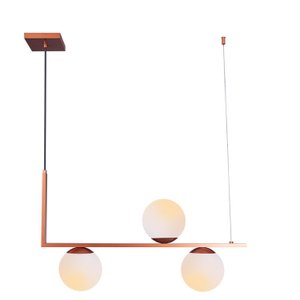 Lustre Pendente Jabuticaba Havana L3 Vidro Globo Leitoso Industrial Moderno E27 Cobre