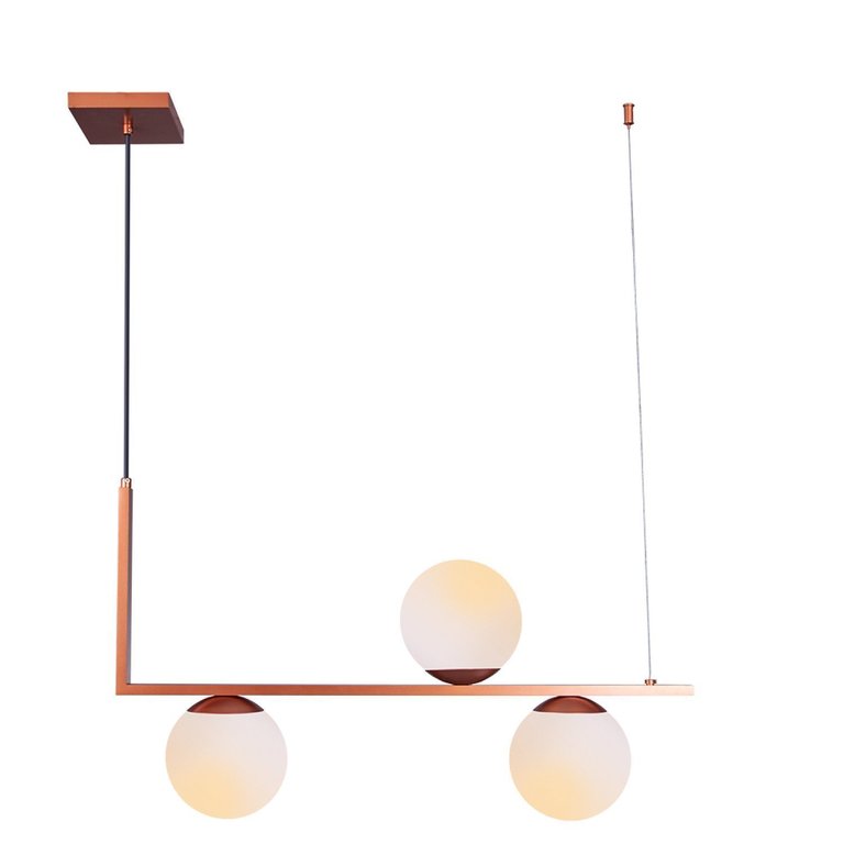 Lustre Pendente Jabuticaba Havana L3 Vidro Globo Leitoso Industrial Moderno E27 Cobre