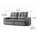 Ver imagem 2 de Sofá Premiere Retrátil e Reclinável 3 Lugares 1,80m Suede Premium American Prime