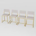 Ver imagem 2 de Kit 4 Banquetas Média Balcão Estofada com Encosto Dourada Suede Dubai
