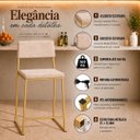 Ver imagem 3 de Kit 4 Banquetas Média Balcão Estofada com Encosto Dourada Suede Dubai