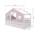 Ver imagem 5 de Cama Casinha Dos Sonhos com 02 Gavetas Madeira Maciça Rosa/ Branco Megamobilia