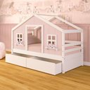Ver imagem 2 de Cama Casinha Dos Sonhos com 02 Gavetas Madeira Maciça Rosa/ Branco Megamobilia