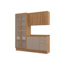 Ver imagem 4 de Kit Cozinha Modulada 4 Peças Botanic 1 Aéreo + Balcão + Cristaleira + 1 Complemento M656 Nogueira