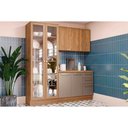 Ver imagem 1 de Kit Cozinha Modulada 4 Peças Botanic 1 Aéreo + Balcão + Cristaleira + 1 Complemento M656 Nogueira