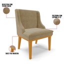 Ver imagem 3 de Kit 8 Cadeiras Estofadas para Sala de Jantar Base Fixa de Madeira Castanho Lia Suede Marrom RT - Ibi
