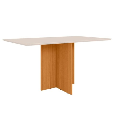 Mesa de Jantar Tampo sem Vidro 6 Lugares 160x90 cm Helo Freijo Off White Poliman