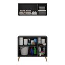 Ver imagem 4 de Conjunto Lavanderia Retrô Multiuso Armário Aéreo e Balcão 3 Portas Multimóveis Mp5050 Preto/