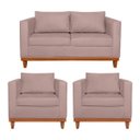 Ver imagem 1 de Kit Sofá 3 Lugares e 2 Poltronas Europa 180 cm Estilo Conforto e Elegância Linho - Doce Sonho Mó