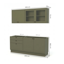 Ver imagem 4 de Cozinha Compacta Modulada 4 Peças em MDF 6 Portas 3 Gavetas com Vidro Sevilha Verde Hill