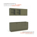 Ver imagem 5 de Cozinha Compacta Modulada 4 Peças em MDF 6 Portas 3 Gavetas com Vidro Sevilha Verde Hill