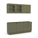 Ver imagem 3 de Cozinha Compacta Modulada 4 Peças em MDF 6 Portas 3 Gavetas com Vidro Sevilha Verde Hill