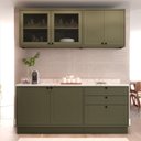 Ver imagem 3 de Cozinha Compacta 4 Peças  em MDF 6 Portas 3 Gavetas com Vidro Sevilha Verde Hill