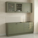 Ver imagem 1 de Cozinha Compacta Modulada 4 Peças em MDF 6 Portas 3 Gavetas com Vidro Sevilha Verde Hill