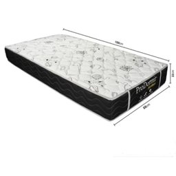 Cama Box Baú Solteiro 88 Tecido Sintético Marrom com Colchão De Molas - Probel Sleep Black - 2