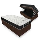 Ver imagem 1 de Cama Box Baú Solteiro 88 Tecido Sintético Marrom com Colchão De Molas - Probel Sleep Black