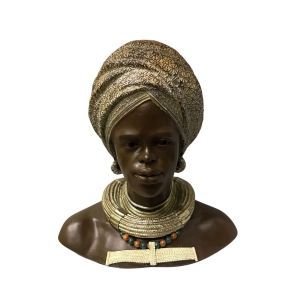 Escultura Resina Busto Mulher Africana 29x19