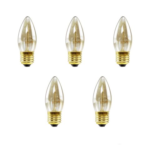 Kit 05 Lâmpadas Filamento de Carbono Vela C35 E27 40W 2400k 127V Dimerizável