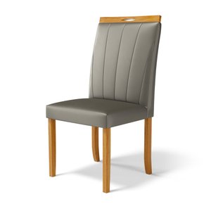 Cadeira Aurora Madeira Maciça Estofada para Mesa de Jantar Veludo Chumbo 109