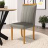 Cadeira Aurora Madeira Maciça Estofada para Mesa de Jantar Veludo Chumbo 109 - 5