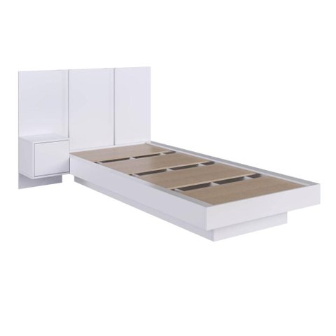 Cama de Solteiro Suspensa com Cabeceira e Mesa de Apoio Branco Mdp Zurique Art In Móveis