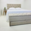Ver imagem 2 de Kit Baú Gaveta e Cabeceira com Fixação no Box (cama) Cor Bege Claro 140x117cm Tamanho Casal