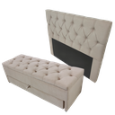Ver imagem 1 de Kit Baú Gaveta e Cabeceira com Fixação no Box (cama) Cor Bege Claro 140x117cm Tamanho Casal