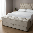 Ver imagem 4 de Kit Baú Gaveta e Cabeceira com Fixação no Box (cama) Cor Bege Claro 140x117cm Tamanho Casal
